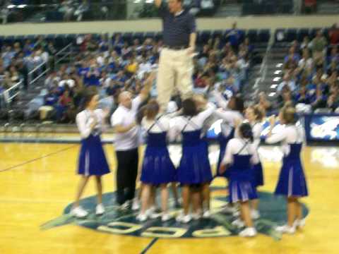 PCC CHEERLEADERS LIFT PASTOR JACKSON DURING HALFTIME