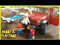 Lego People Riding Real Airplane. Toy Airplane and Bruder Jeep Wrangler. Rebby's PlayTime.장난감기차, 자동차 Lego People Riding Real Airplane. Toy Airplane and Bruder Jeep Wrangler. Rebby's PlayTime.장난감기차, 자동차
