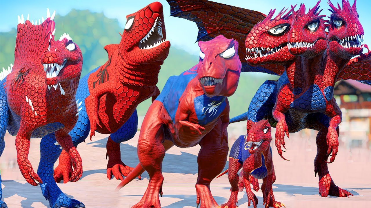 Khủng Long Bạo Chúa Siêu Nhân Nhện T-ReX  chiến đấu với Khủng Long Spider Man - khung log