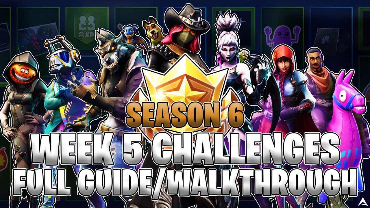 ALL WEEK 5 BATTLE PASS CHALLENGES! (Fortnite Battle Royale Season 6)