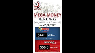 71022 Mega Money Quick Picks For Mega Millions And Powerball
