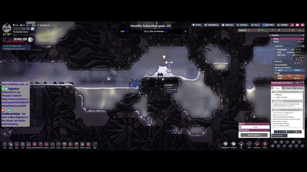 ONI Live Stream Pt 8- The Duplicant Citadel