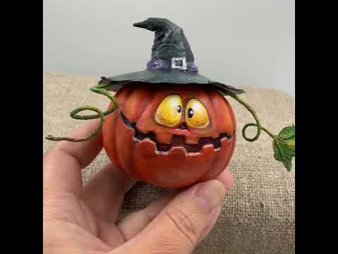 Тыква на Хэллоуин. Игрушка из папье-маше. - YouTube