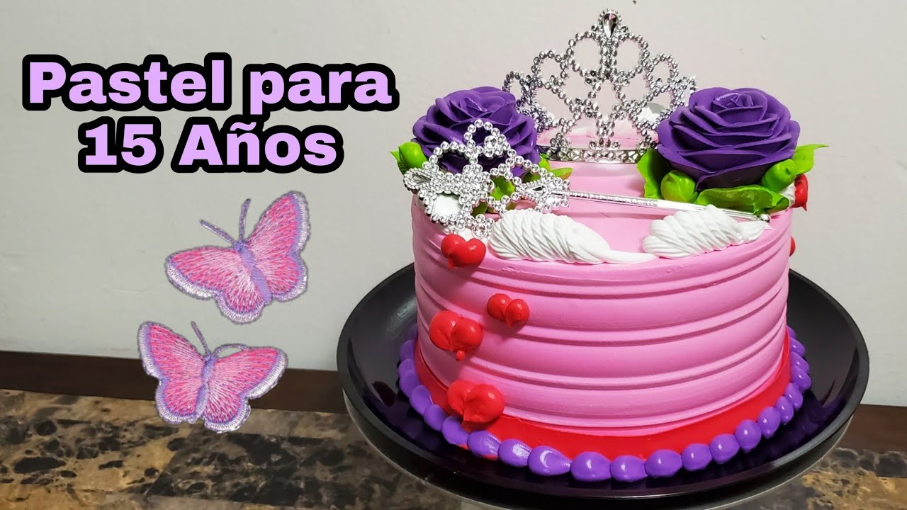 cómo decorar pastel de 15 años con crema chantilly