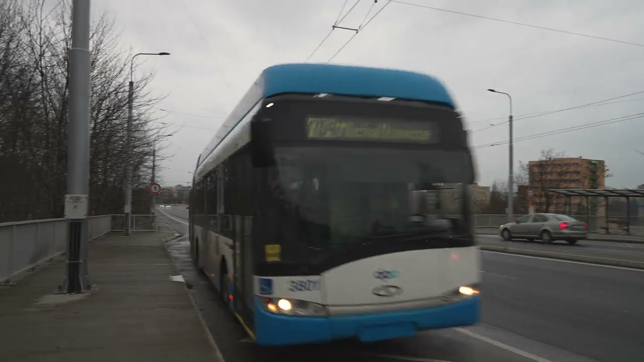 Czech Republic, Ostrava, trolley bus 104 ride from Stadion Bazaly to Revírní br. pokladna