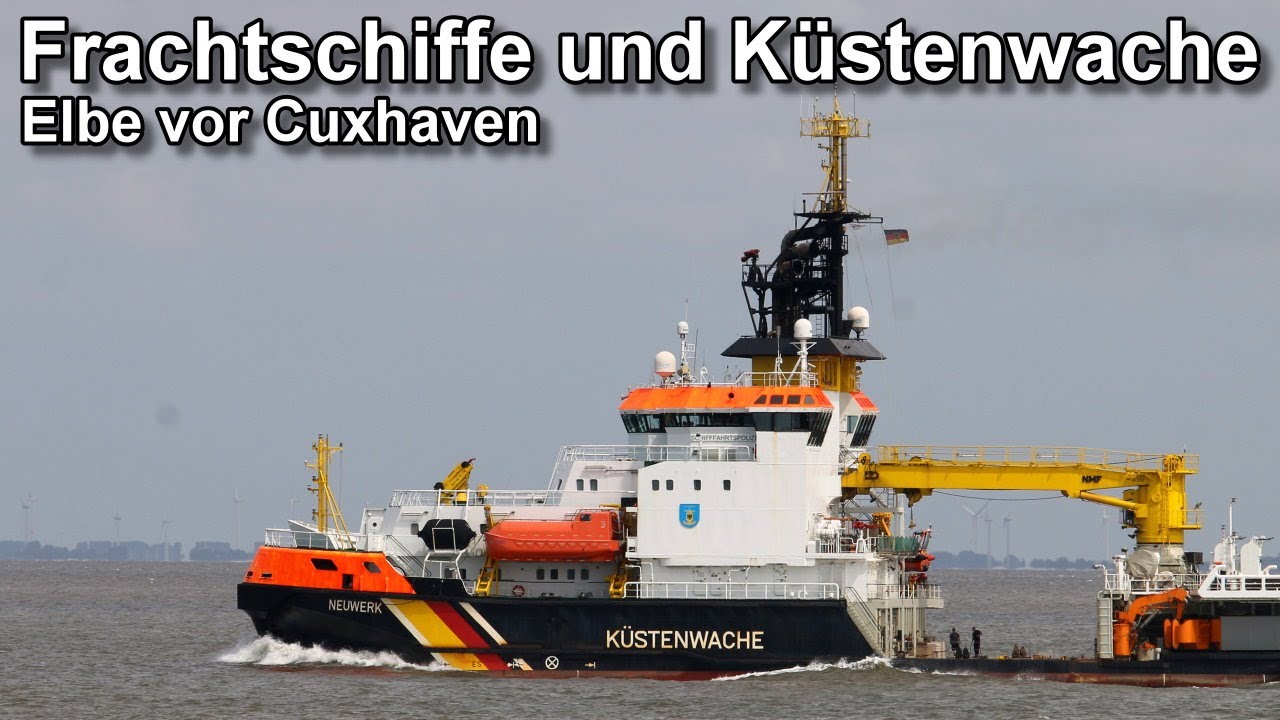 Frachtschiffe und Küstenwache - Elbe vor Cuxhaven - shipspotting