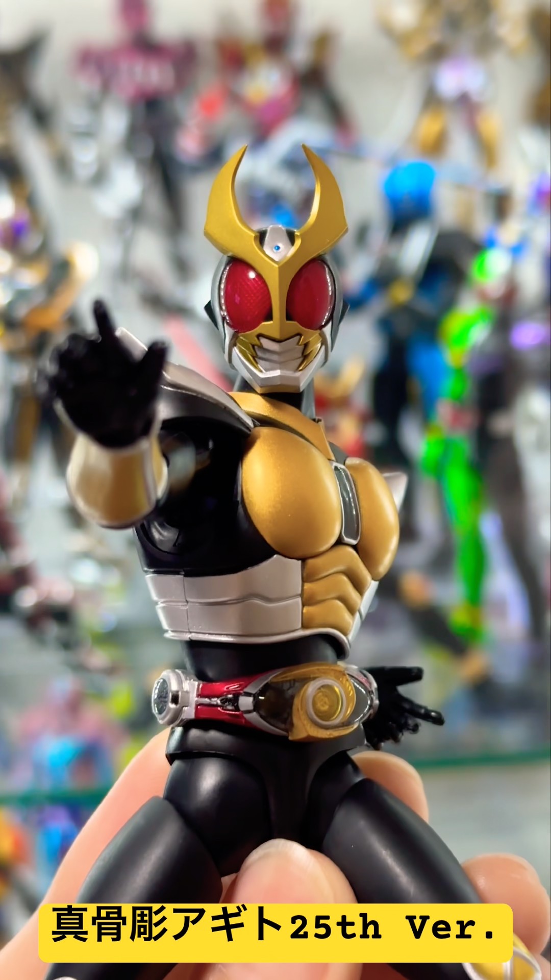 Posing with the Shinkocchou S.H. Figuarts Kamen Rider Agito 25th