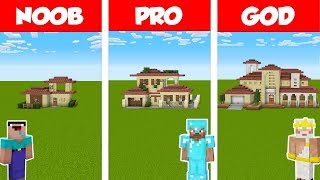 Minecraft Noob Vs Pro Vs God: Italian House Build Challenge In Minecraft / Animation