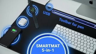 SmartMat 5-in-1: Large Desk Pad. Wireless charging for smartphones, Apple Watch