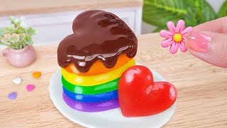 Sweet Rainbow Heart Jelly 🌈 Satisfying Miniature Fruit Jelly Recipe | Miniature Dessert Ideas Cakes