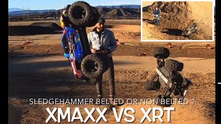 Traxxas Xmaxx VS XRT both with Sledgehammers 1 belted 1 non belted? I Hit A kid With The Xmaxx