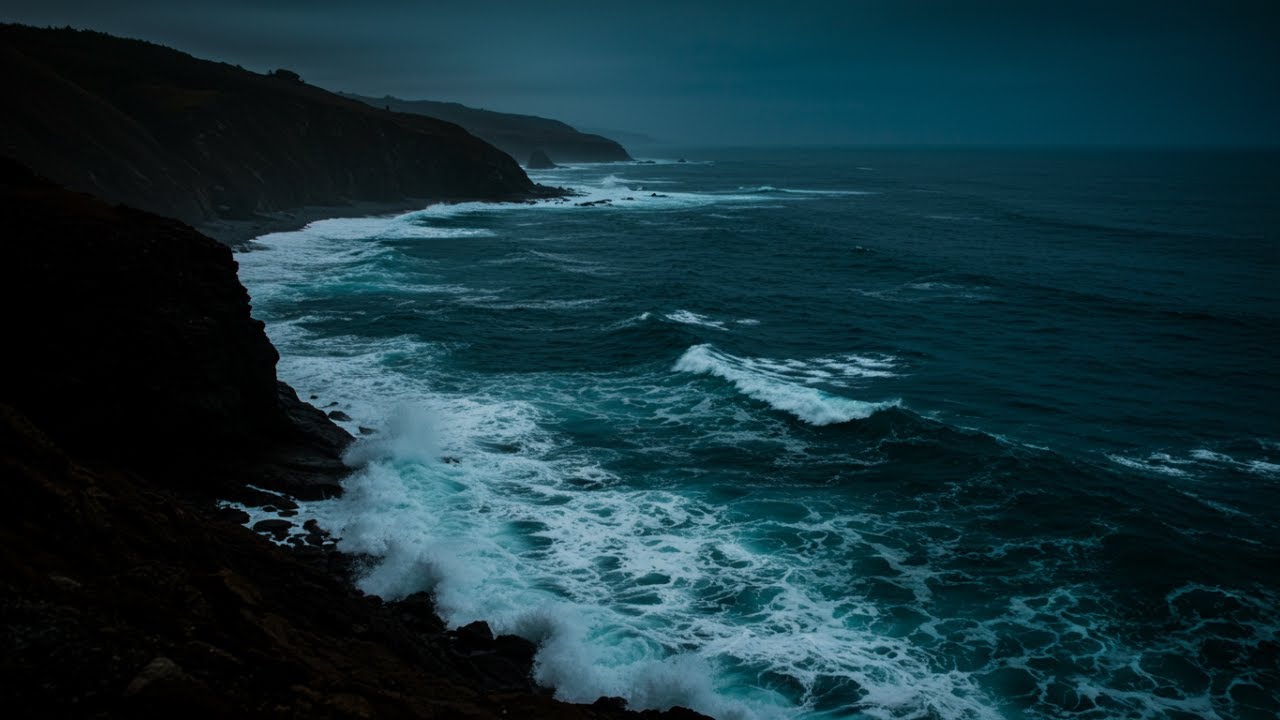 Dark Blue Ocean Sounds at Night for Meditation, Relaxation, and Deep Sleep