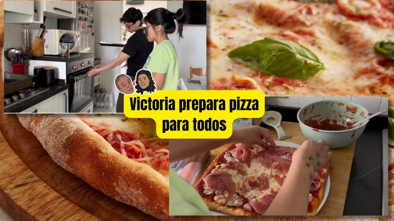 Cocinando pizza -Victoria prepara pizza para todos - Una Peruana En Italia