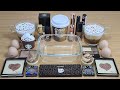 COFFEE SLIME Mixing makeup beads and glitter into Clear Slime Satisfying Slime Videos