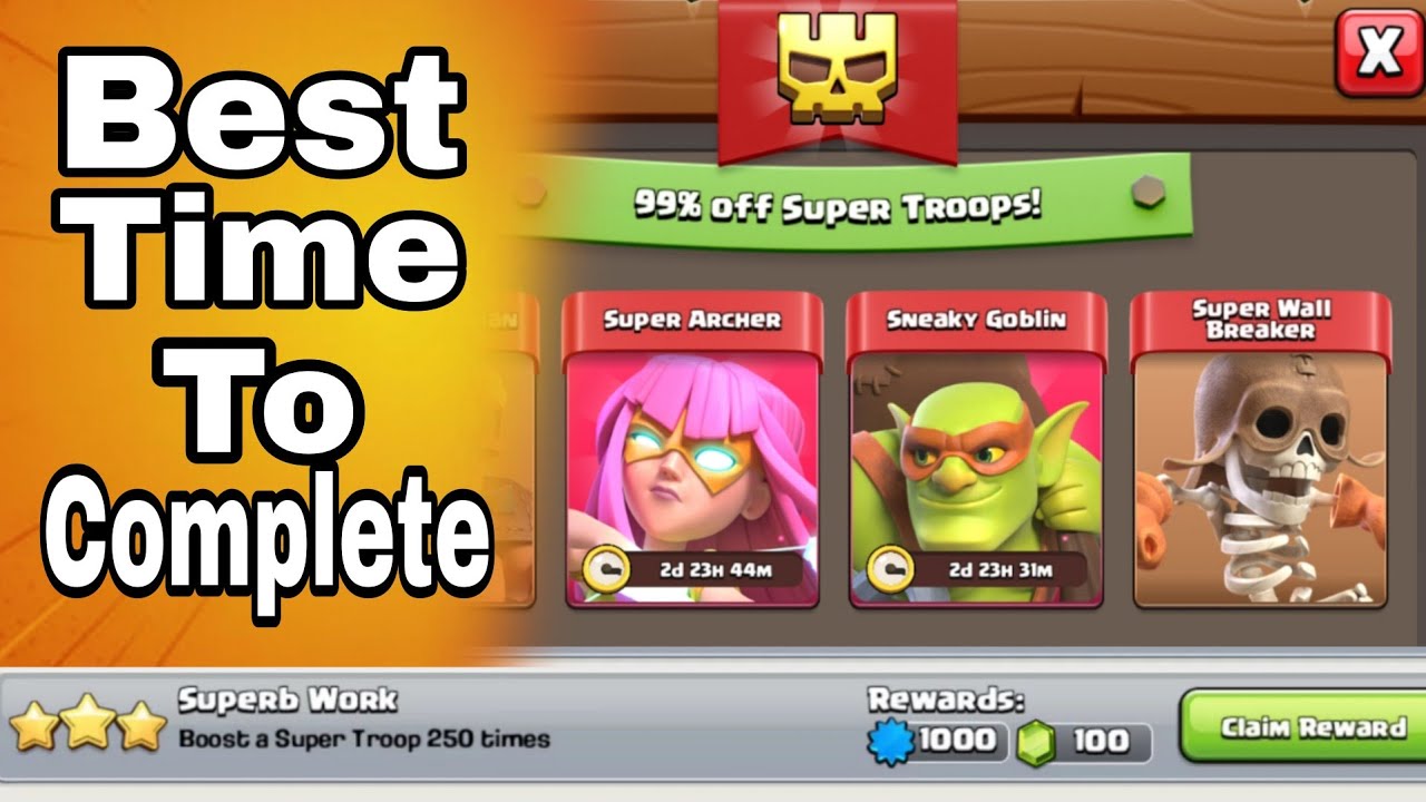 BOOST A SUPER TROOPS 250 TIMES INSTANT FINISH | Clash of Clans Missions | Nasar Nature 