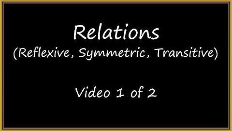 Relations Video 1 (Reflexive, Symmetric, and Transitive)