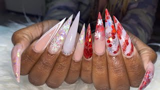 Acrylic Christmas Nails | Acrylic Nails Tutorial | Stiletto Nails | Christmas Nails | Natali Carmona