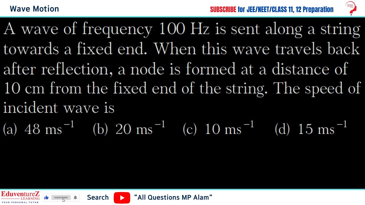 A wave of frequency 100 Hz is sent along a string towards a fixed end ...