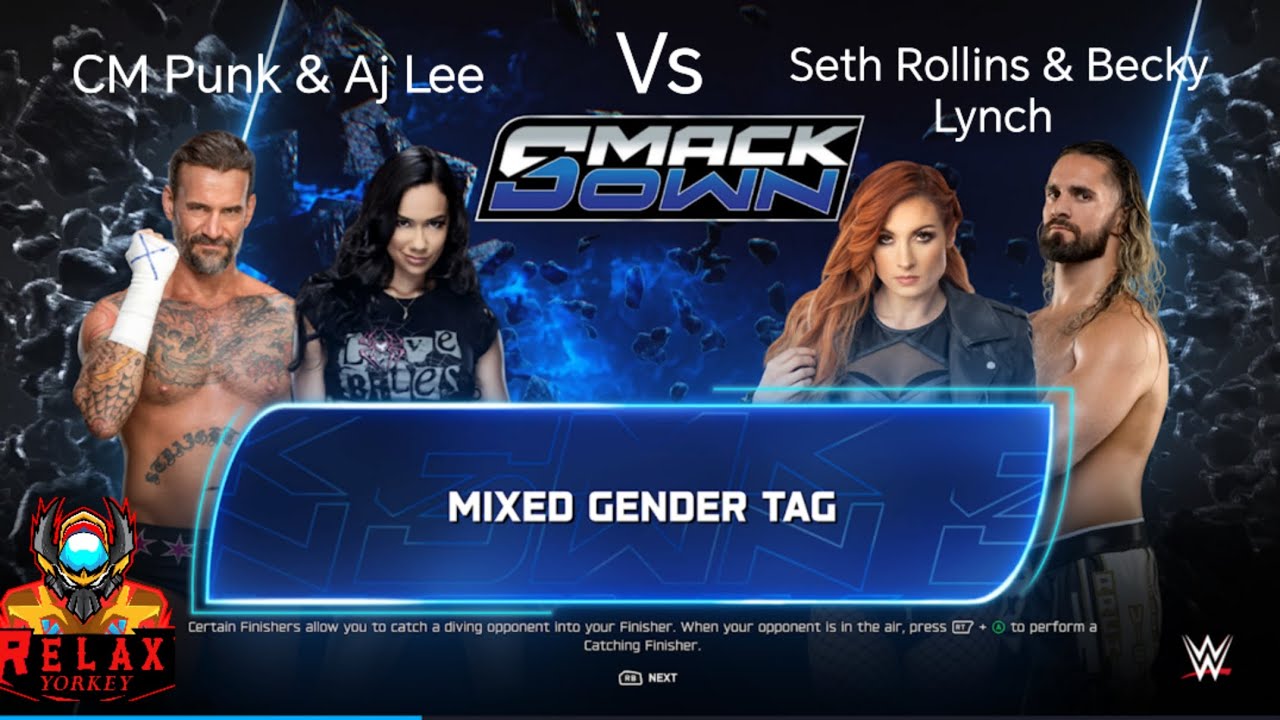 WWE 2k25 CM Punk & Aj Lee Vs Seth Rollins & Becky Lynch 