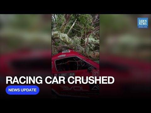 Racing Car Crushed By Fallen Tree During New Jersey Storm | Dawn News English
