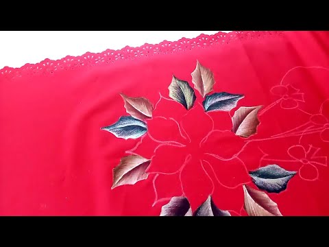Manualidades Navideñas / Camino De Mesa Rojo Con Nochebuena y Esferas