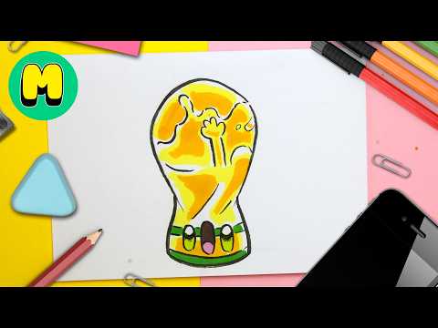 How to draw the 2026 World Cup trophy kawaii step by step