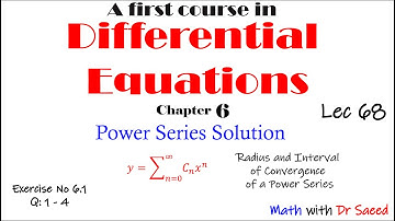 Differential Equations || Lec 68 || Ex: 6.1: Q 1 - 4 || Series Solution of Differentail Equation