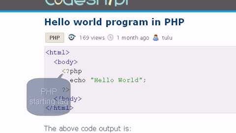 PHP Tutorial : Hello world program in PHP