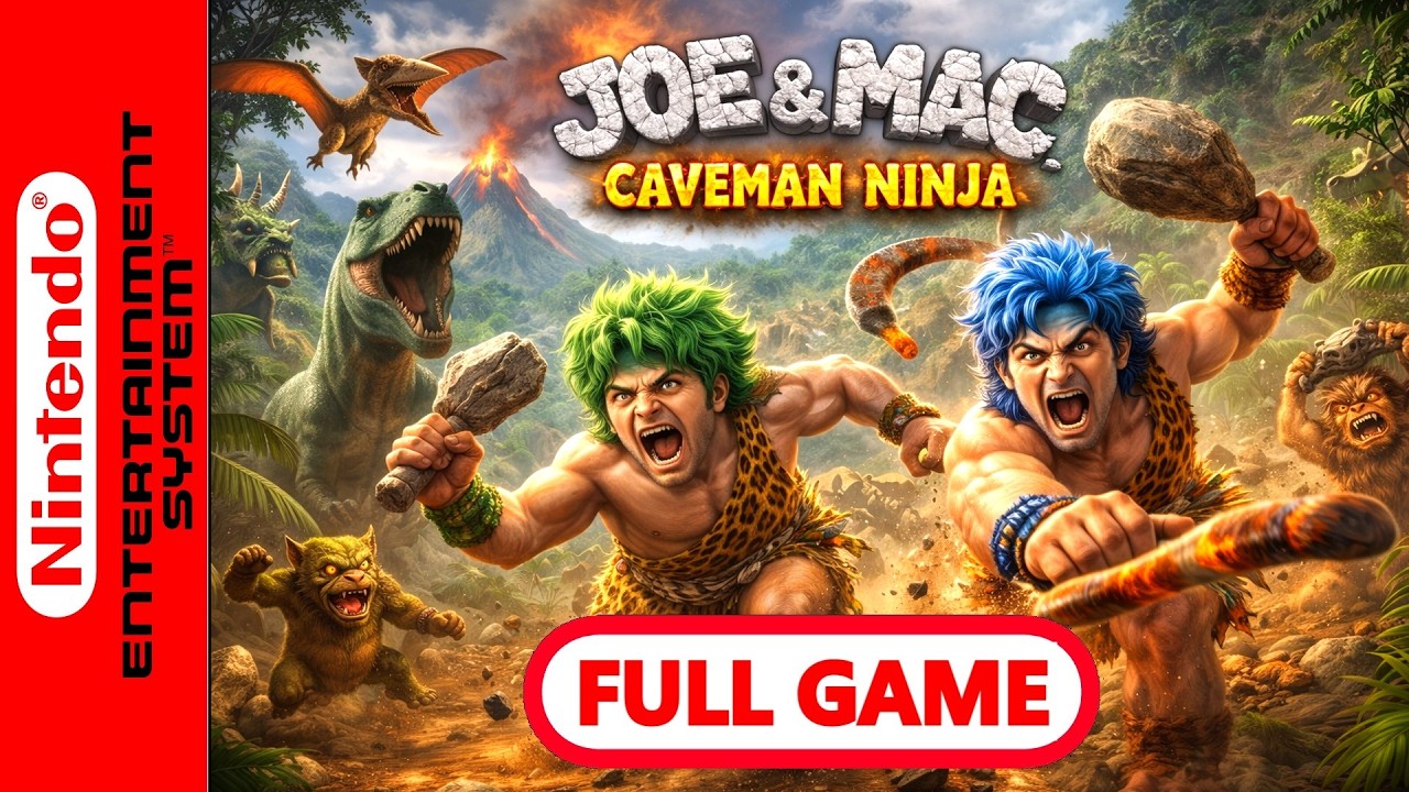 🔴Joe & Mac (NES) FULL GAMEPLAY | Complete Playthrough – No Commentary