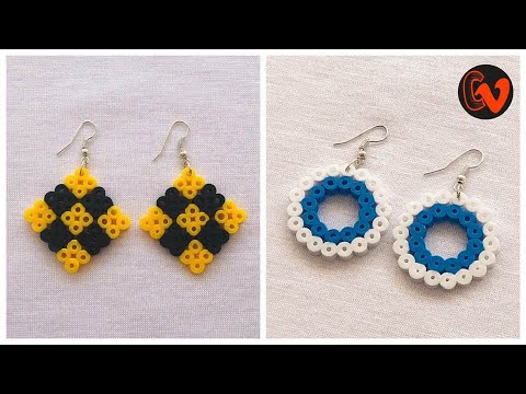 Pokemon Earrings Made Out of Perler Beads 