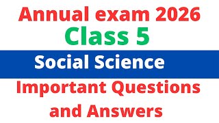 Class 5 Social Science Annual exam model question paper and answers 2026| #class5 #class5sst #std5