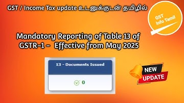 Mandatory Reporting Table 13 of GSTR-1 Effective from May 2025