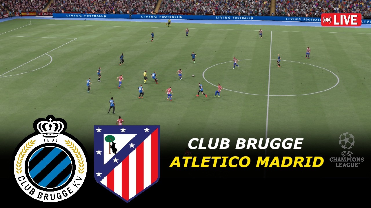 🔴Club Brugge vs Atletico Madrid LIVE | Champions League 2026 | eFootball Pes21 Simulation