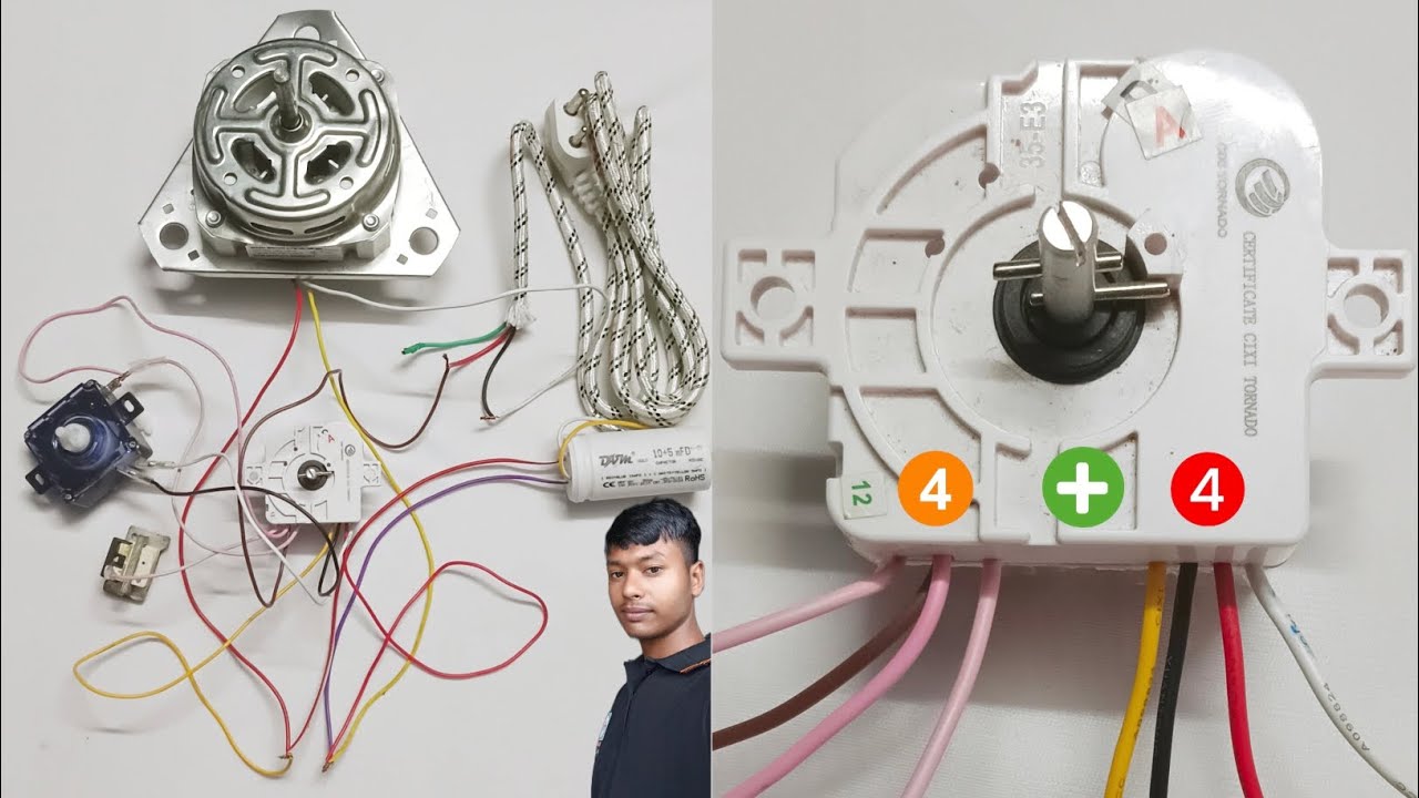 4️⃣➕4️⃣=8️⃣ Wire Wash Timer Connection Step By Step In Hindi🛠️@8 Wire Single Timer 1St video YouTube