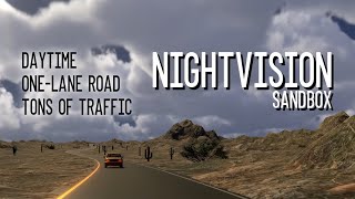 Nightvision: Drive Forever - Procedural Highway Driving Sim - one-lane road with traffic