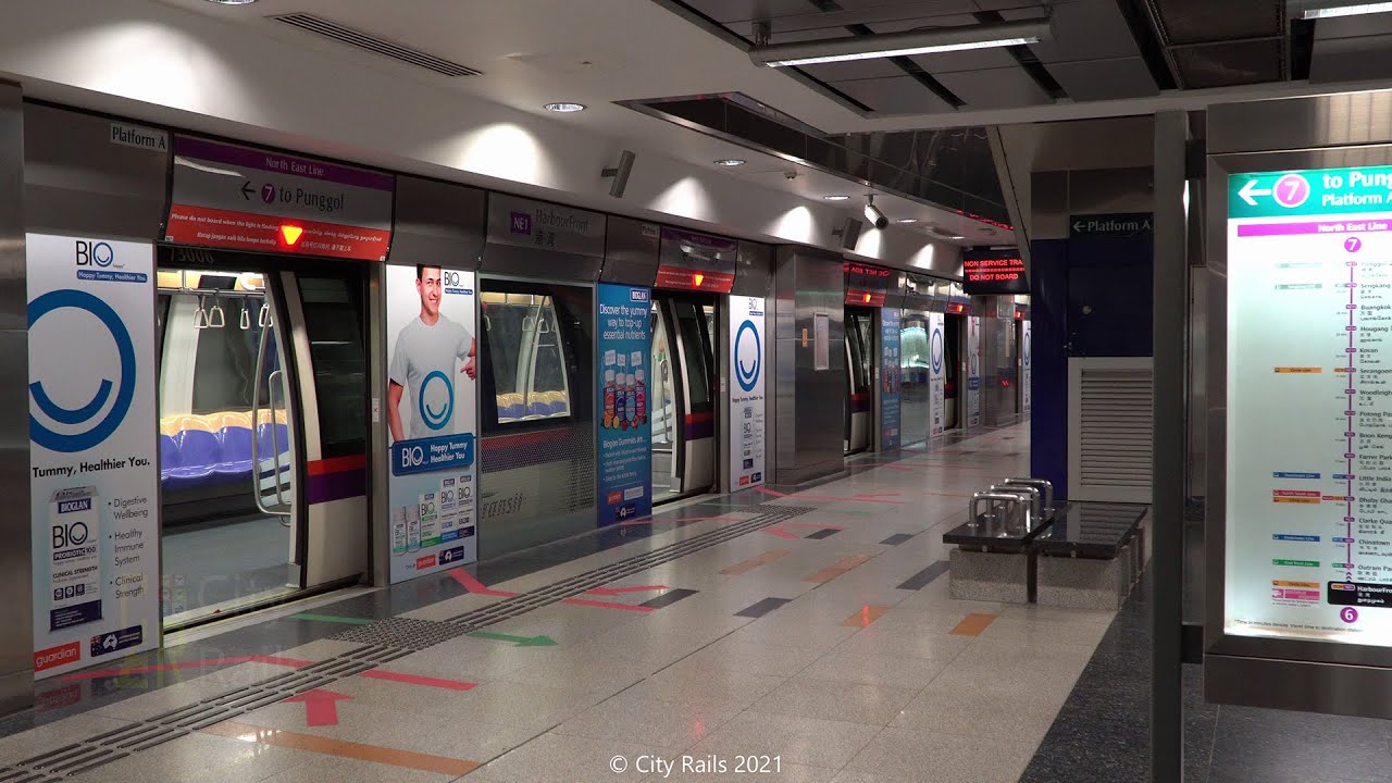 (Singapore) Alstom C751A at Harbour Front [ MRT North East Line ] - YouTube