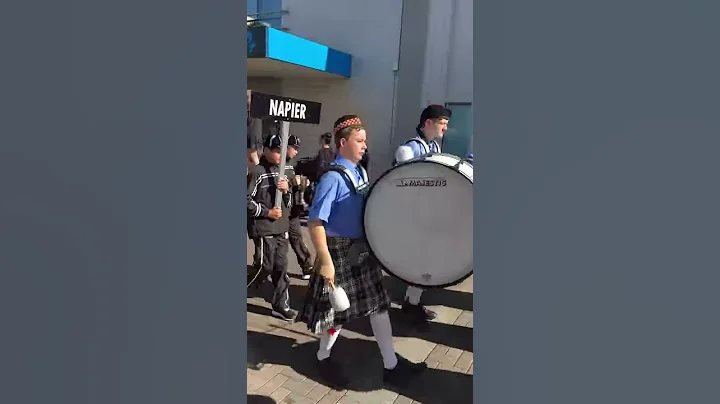 Napier Boys High School Pipe Band leads the Ross Shield Parade 2017