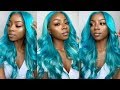 COLORING MY HAIR BLUE USING THE WATER COLOR METHOD! + Installing the Wig!! | HotLoveHair