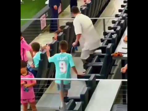 When Suarez’s son casually passed Messi and his mom asked him to go back and greet Messi