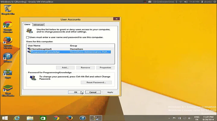 How to remove login password at startup on Windows 8 /Windows 8.1