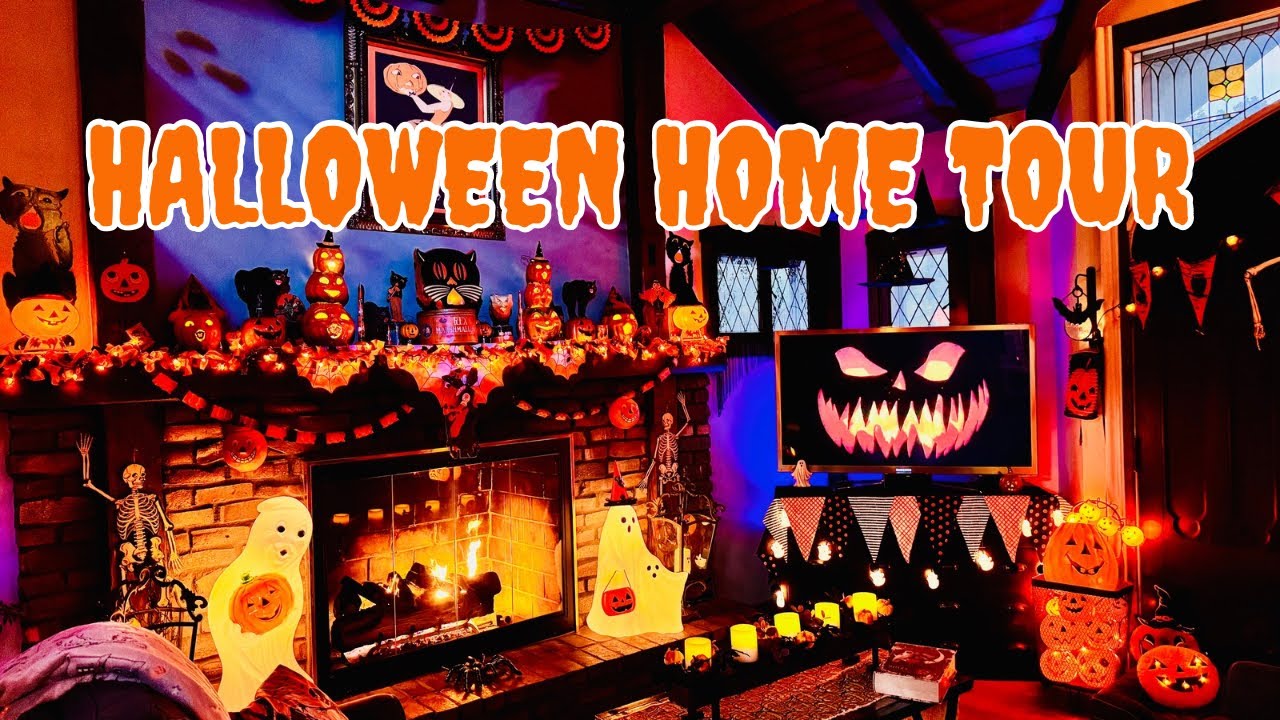 Vintage Halloween Home Tour Code Orange Thrifted Haunted house decor cozy decorating ideas 2025