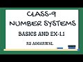 Number Systems  BASIC AND Exercise 1.1 RS Aggarwal  CLASS 9th