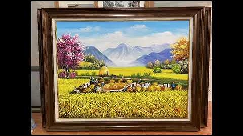 Tranh sơn dầu phong cảnh tây bắc, tranh ruộng bậc thang mùa lúa