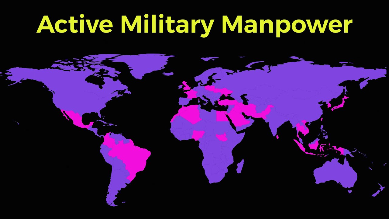 Map: Active Military Manpower by Country, 2024 - YouTube