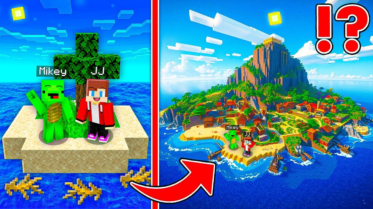 HOW JJ and Mikey BUILD AN ISLAND ?! - in Minecraft Challenge Maizen !