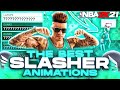 THE BEST SLASHER ANIMATIONS ON NBA2K21 - FULL BREAKDOWN OF MY DEMIGOD "POINT-CENTER" BUILD