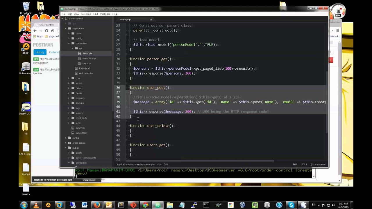 codeigniter API Rest Part insert Data on front and back-end UI 5-10 ...