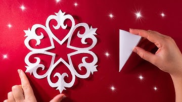 Paper Cutting Design❄️How to make a paper hearts snowflake for Christmas [Clear tutorial DIY easy]