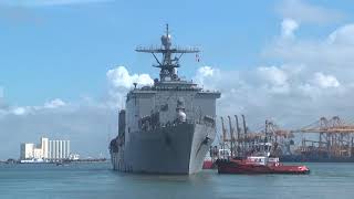 American Naval ship USS “Rushmore” departs the island