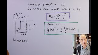 Faraday's Law Example: Finding the induced current for a loop near a long wire.